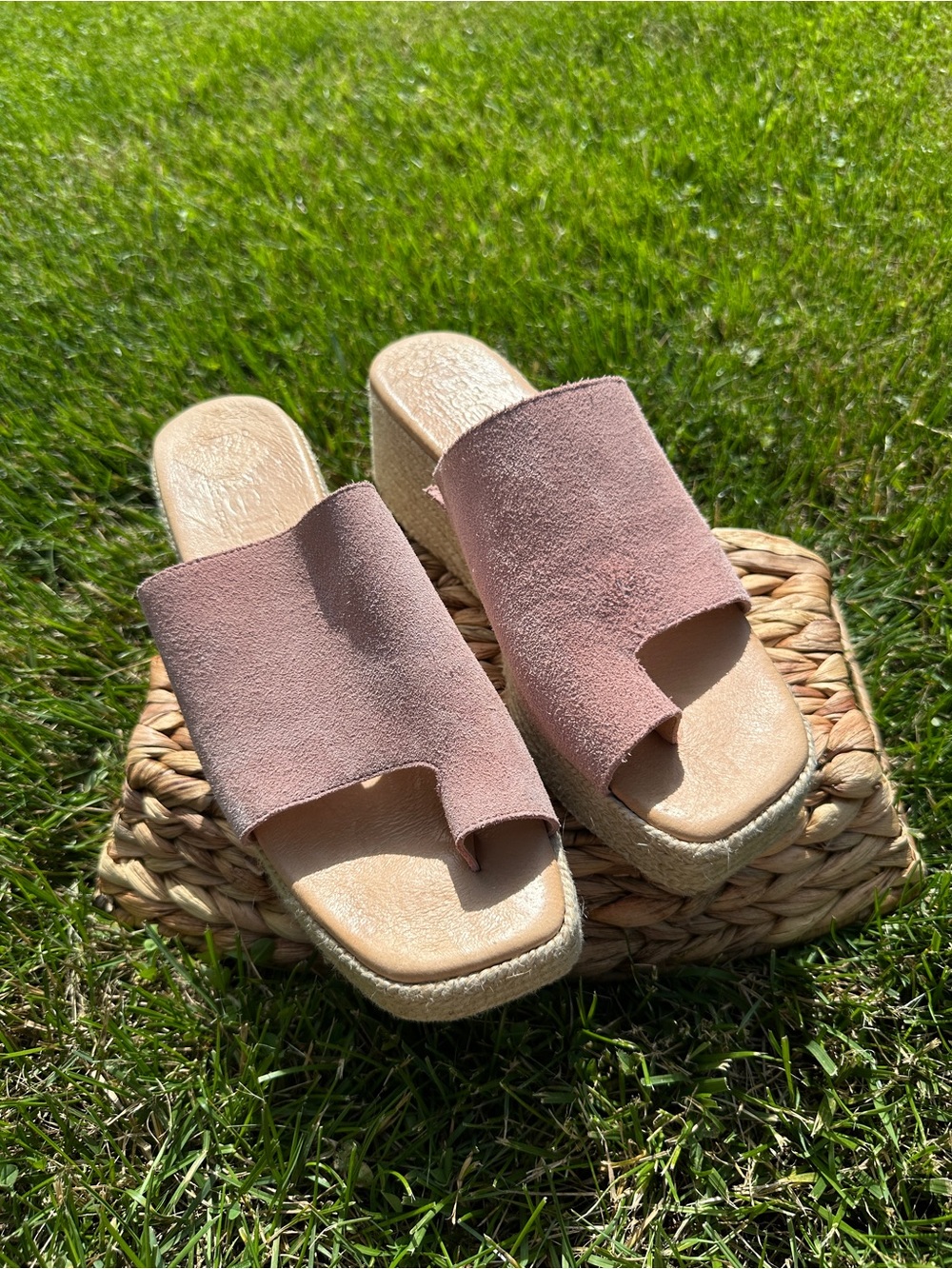 Jutelia Suede Slide Espadrille Made in Spain Wedges in Dusty Pink size 42